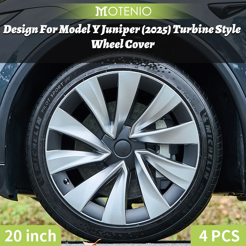 

4PCS for Tesla Model Y Juniper 2025 Turbine 20 Inch Rim Hubcap Cover Design for Tesla Accessories Hub Cap Replacement Wheel Cap