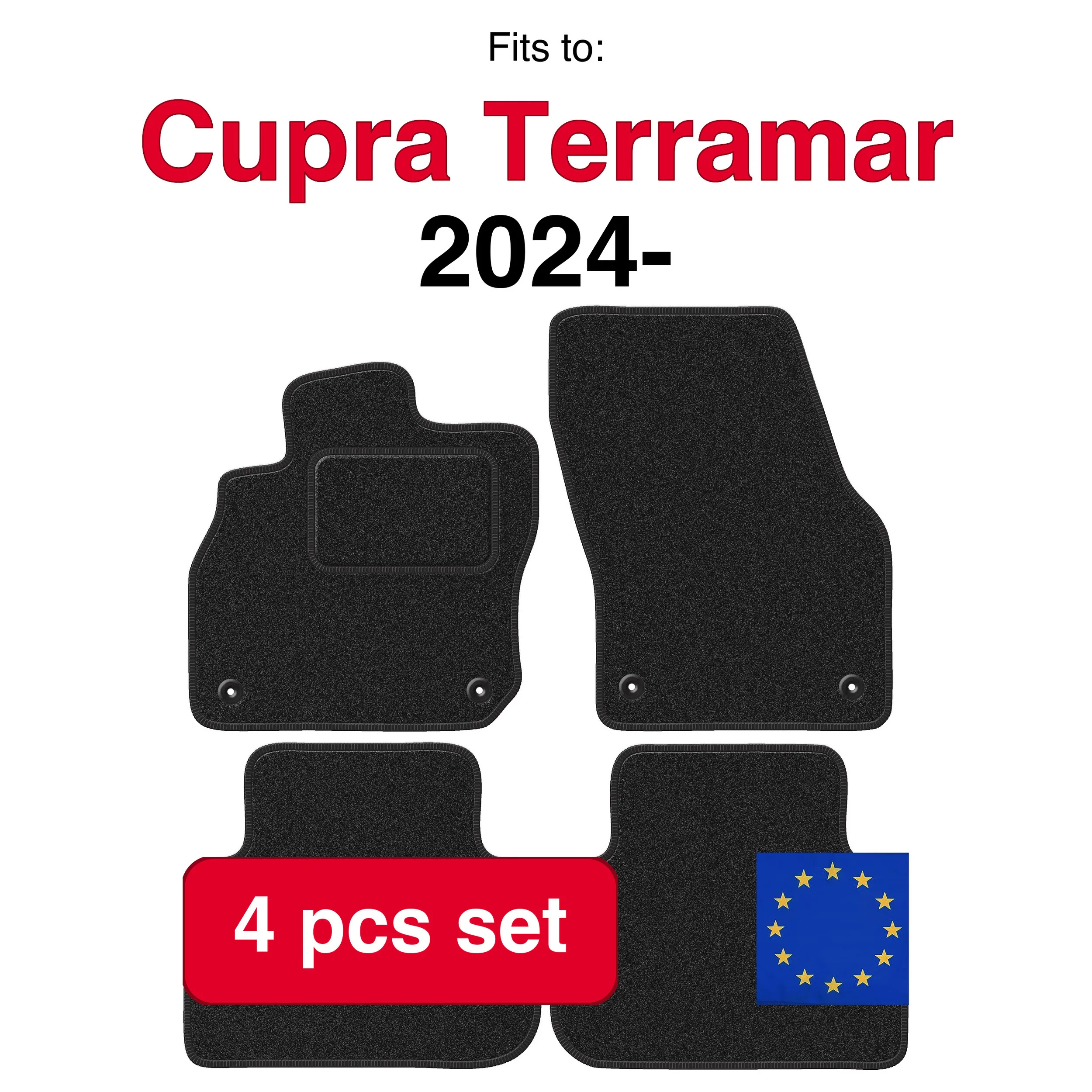 ANTHRA velours automatten voor Cupra Terramar SUV (2024-) - antraciet (4 stuks) auto passende automattenset