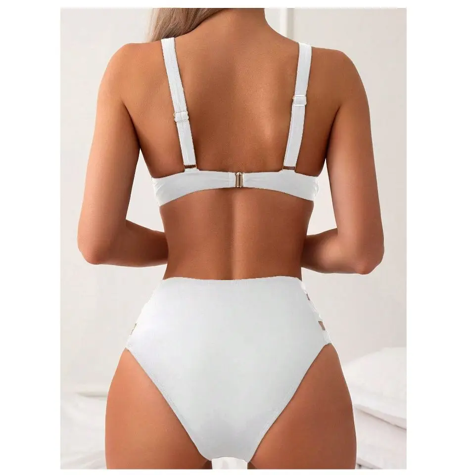 Cikini Summer Beach Cut Out Push Up Bikini Set Jednokolorowy dwuczęściowy strój kąpielowy dla kobiet