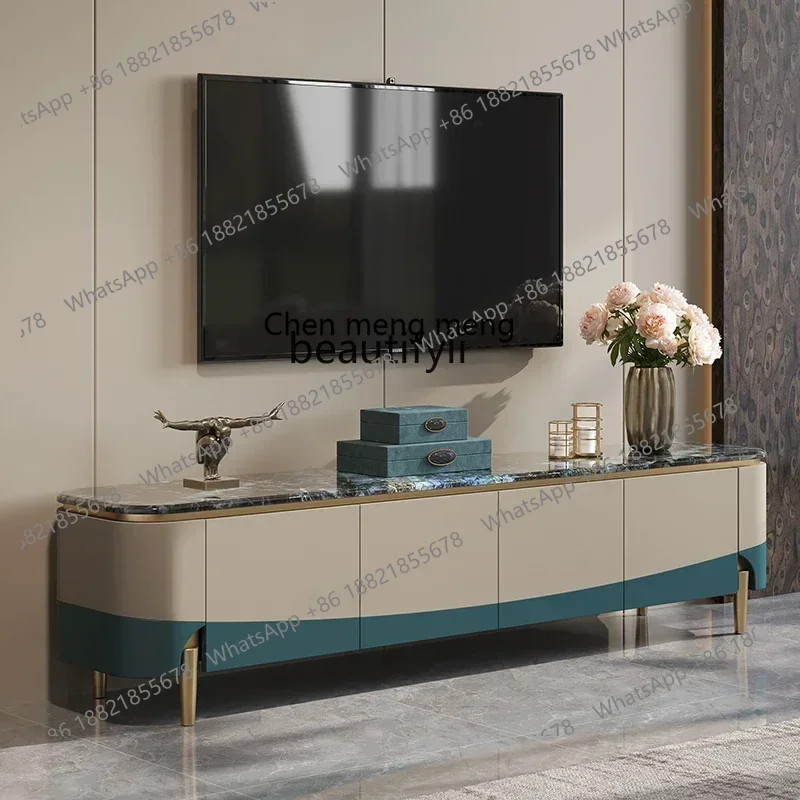 X Light luxury TV cabinet Small apartment marble furniture Modern fashion Italian high-end floor cabinet combination