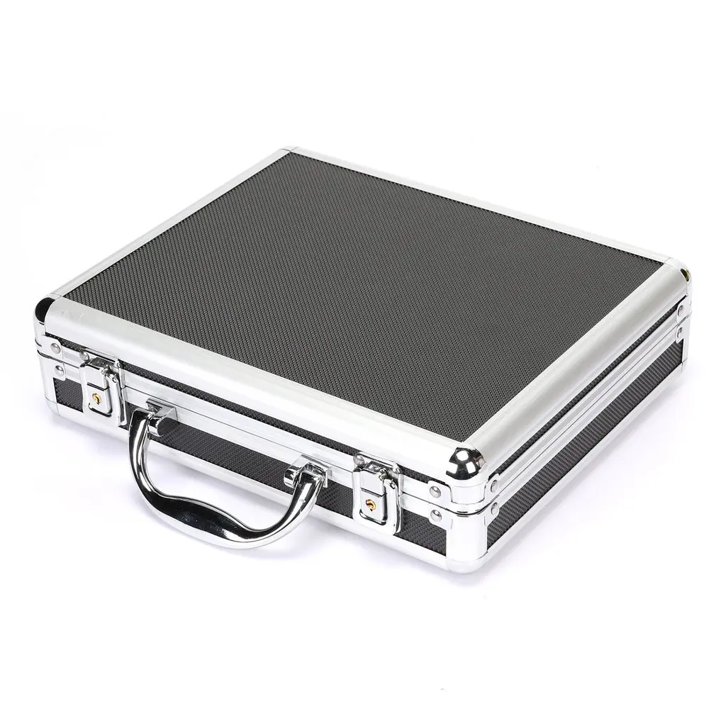Portable Plastic Aluminum Alloy ToolBox Suitcase Impact Resistant Safety Instrument Case Storage Box With Sponge Lining 28CM
