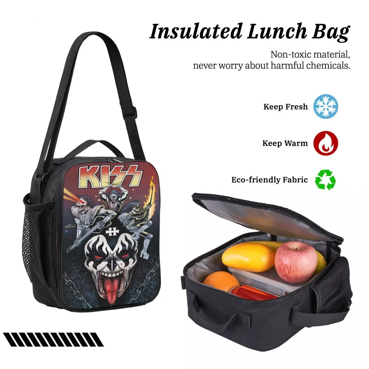 Kiss Band Rock Roll กระเป๋าเป้สะพายหลังเด็กกล่องอาหารกลางวันปากกากระเป๋าสําหรับชายหญิงกระเป๋าเป้สะพายหลัง Kawaii กระเป๋านักเรียน Bookbag ชุด