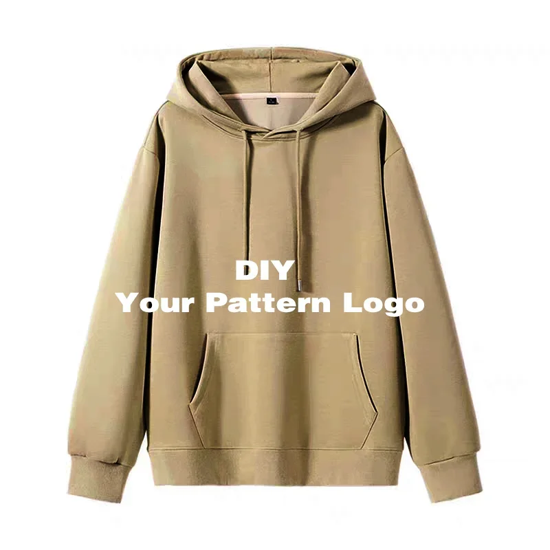 DIY Custom Your Brand LOGO 450G-570G Heavy Weight New Autumn Winter Casual Thick Cotton Men's Top Solid Color Hoodies Sweatshirt