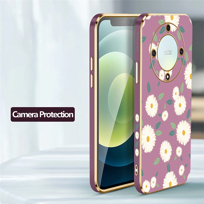 Custodia per telefono in TPU placcatura antiurto per Huawei Honor X9B X40 X7A X7B X8 4G 5G X8B X50i X20 X6A X7 Cover con stampa floreale floreale floreale
