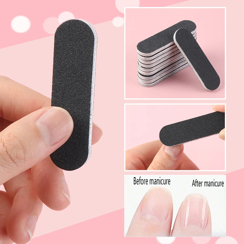 10pcs 미니 네일 파일 샌드페이퍼 버핑 젤 폴리 셔 리무버 짧은 네일 팁 연마 그라인딩 버퍼 매니큐어 도구
