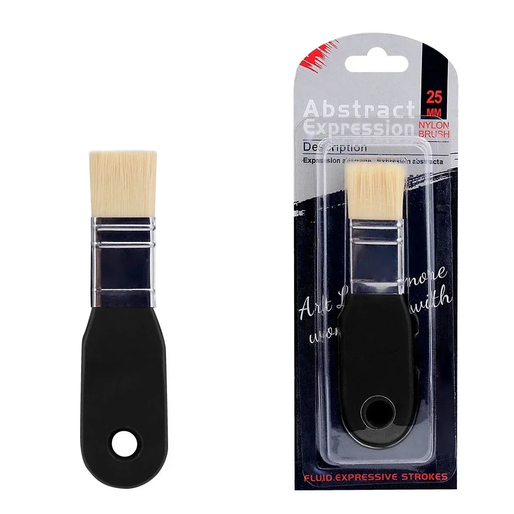 3 Pcs Set Nylon Hair Short Handle Cleaning Wall Board Brush Art Student Painting Acrylic Watercolor Powder Large Area Oil Brush