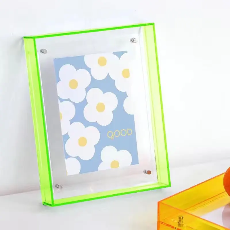 

Large Acrylic Floating Picture Frame Display Photo Frames for Wall Mounted Tabletop Decor Photo Frames Neon Hanging Frame