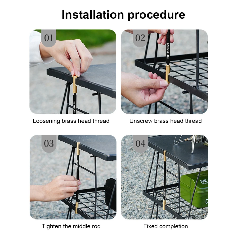 Camping Table Connecting Rod Aluminum Alloy Outdoor Grid Table Connecting Rod Mesh Table Connecting Rod for BBQ Fishing