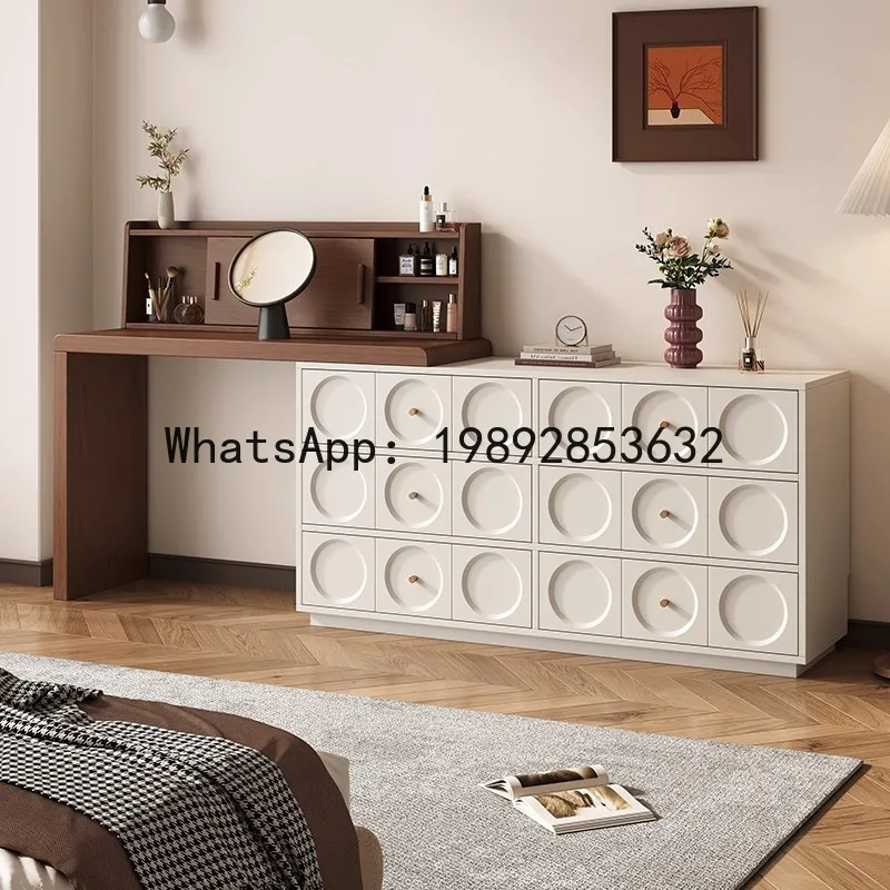 LYY Vintage Dressing  and Chest of Drawers Integrated Cream Desk Solid Wood Makeup  Bedroom Corner Bedside Makeup Table