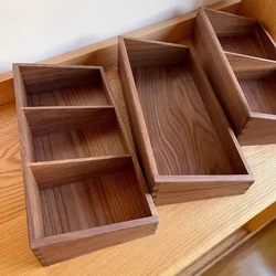 경사 칸막이 보관함, 블랙 호두와 체리 우드 정리함, 순수 원목 더브테일 공예 상자