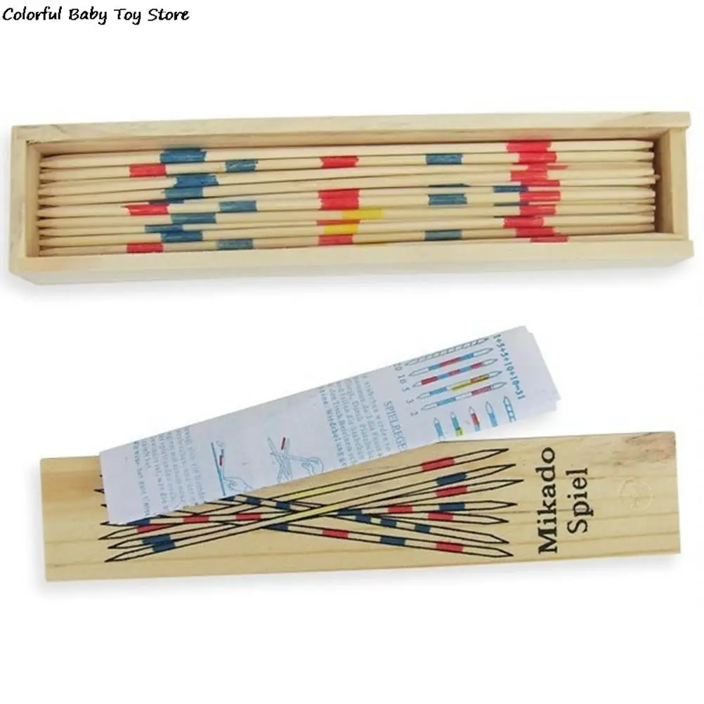 Traditional Mikado Spiel Pick Up Sticks With Box Game Spillikin Game Multiplayer Game Baby Educational Wooden Game 30Pcs