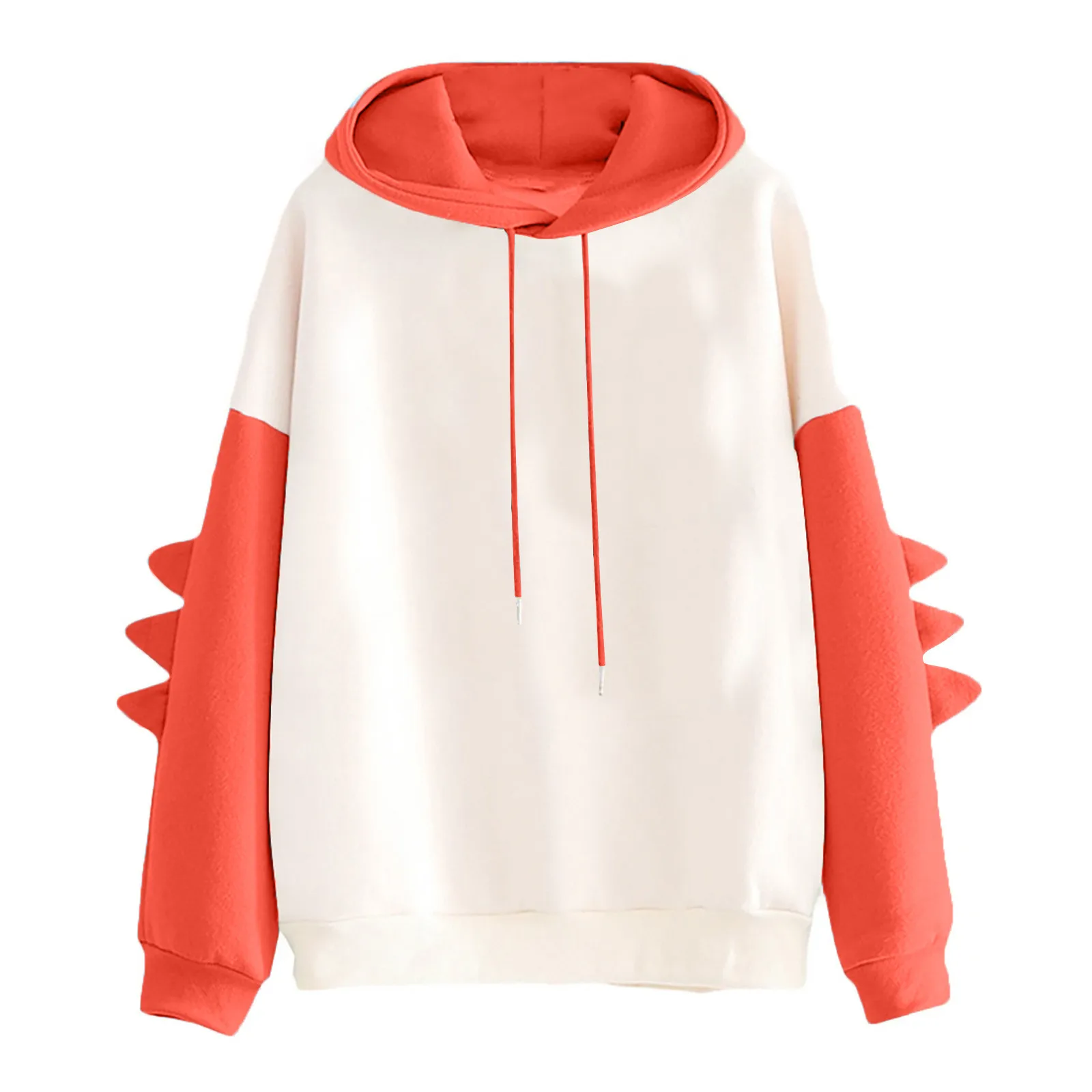 Lange mouwen patchwork dinosaurus hooded sweatshirt dames schattig kleurblok casual hoodies losse pasvorm mode trui met lange mouwen