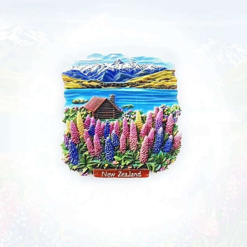 

Lake Tekapo Fridge Magnet - Breathtaking 3D Lupin & Lake Souvenir Unique New Zealand Gift for Travel & Nature Lovers Decor