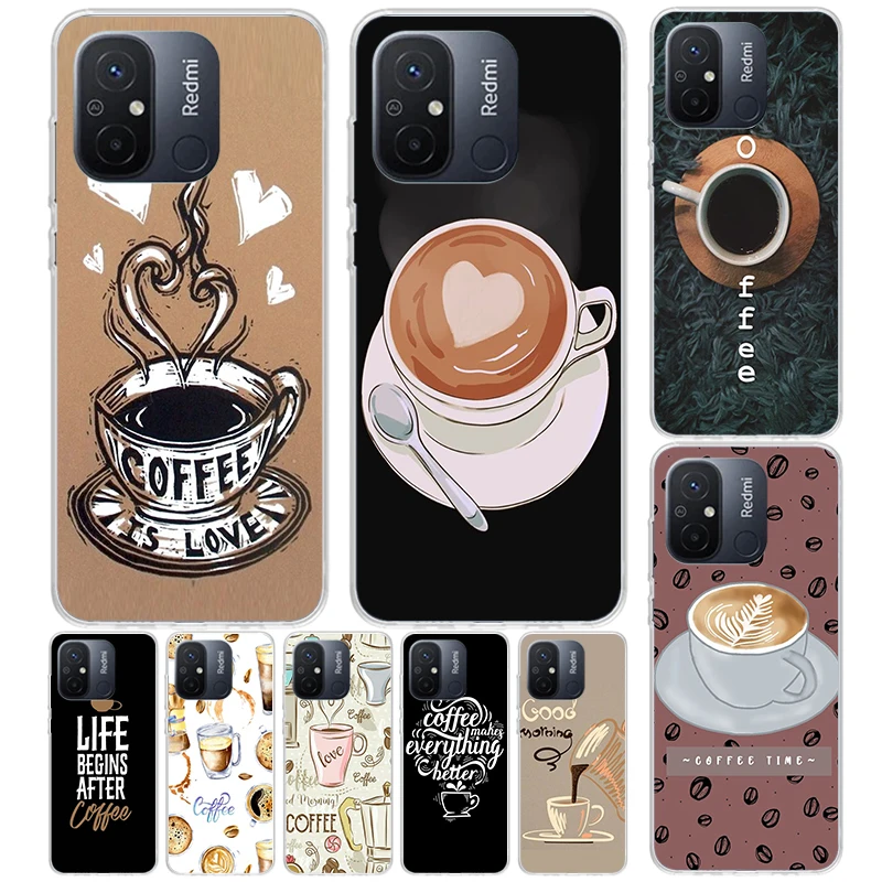 Coffee Wine Cup Cover For Xiaomi Redmi 12 12C 10 10C 9 9C 9T 9A Phone Case 10A 8A 8 7A 7 6A 6 Pro K60 K20 K40 S2 Print Coque