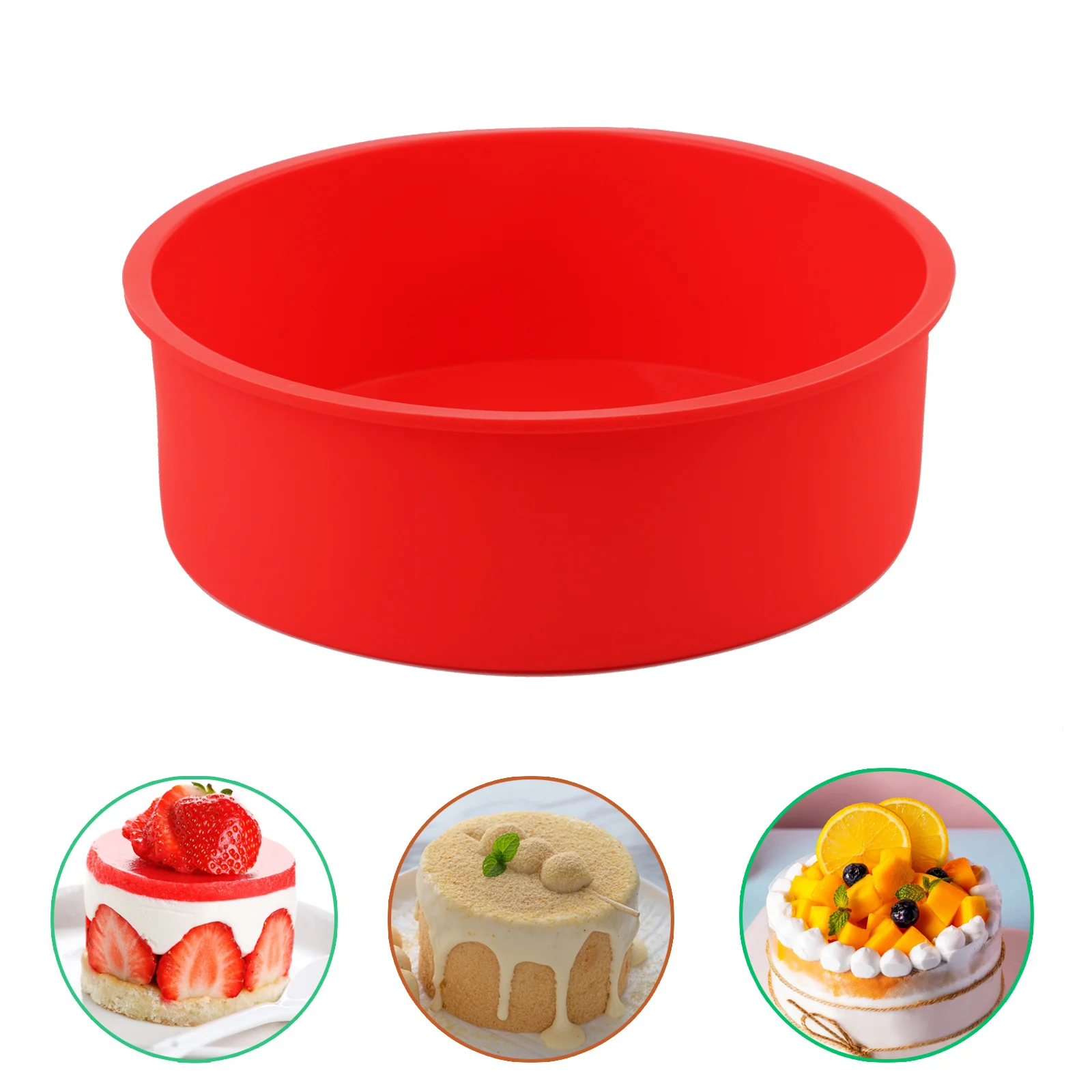 Forma de Silicone Redonda Vermelha para Bolos, Silicone de Grau Alimentício, Antiaderente e Fácil de Desenformar, Adequada para Fazer Bolos Chiffon, Mousse, Pudim, Gelatina, Sabonete Artesanal e Outras Sobremesas ou Produtos Artesanais