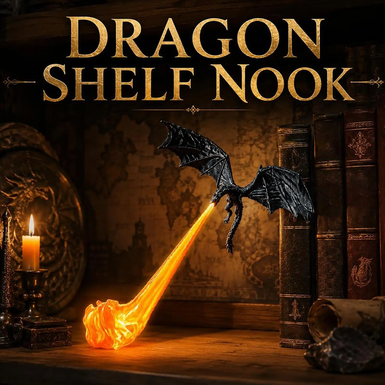 Dragon Flame Decor 3D Dragon Flame Bookshelf Nook Light Dragon Statue Unique  Flying Fire  Halloween Gift for Dragon Lovers
