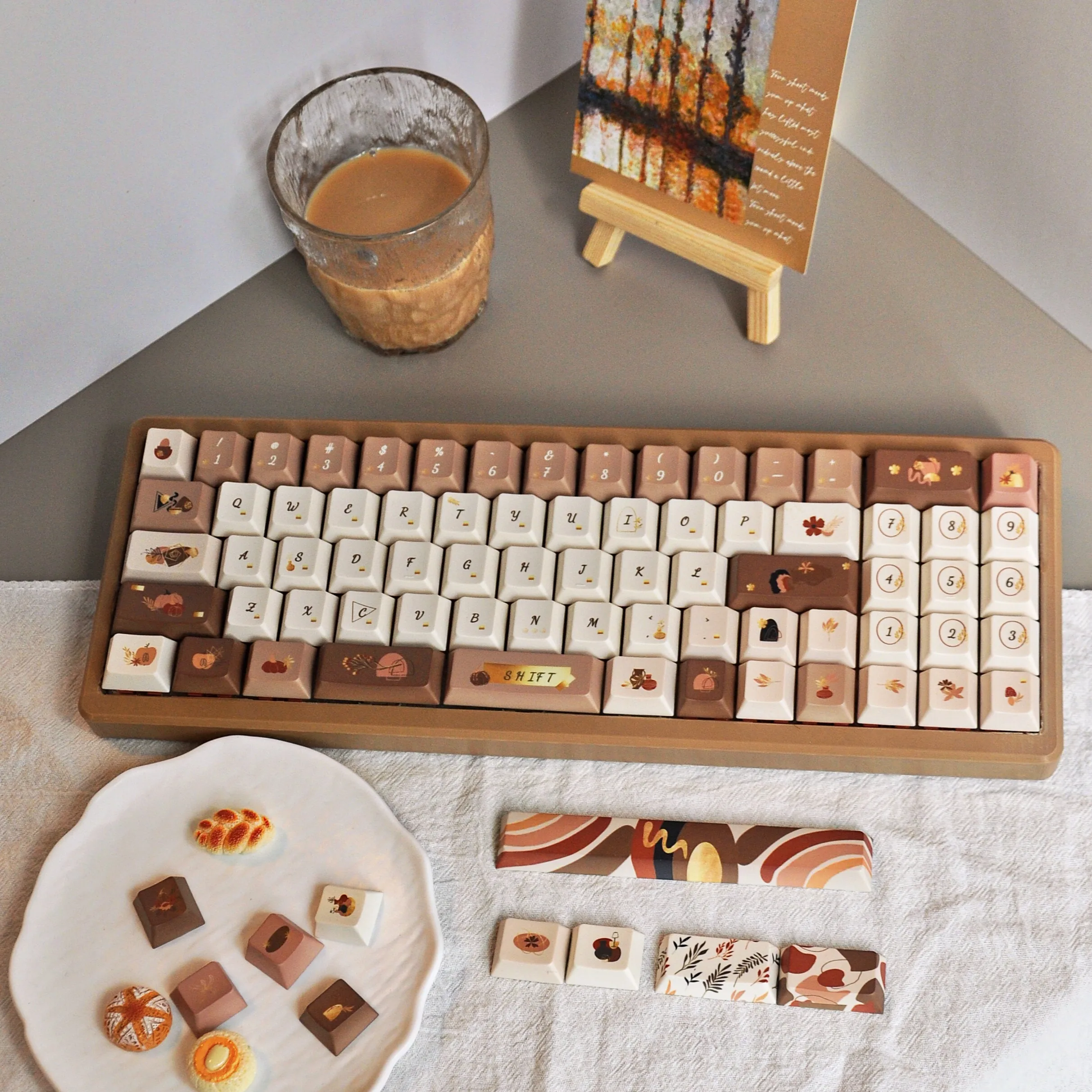 Cute Pumpkin Keycaps 120 Keys Theme Keycap Gift PBT DYE-Sub Cherry/ MOA Profile Key Cap for ANSI Made68 Mad68 Wooting 60