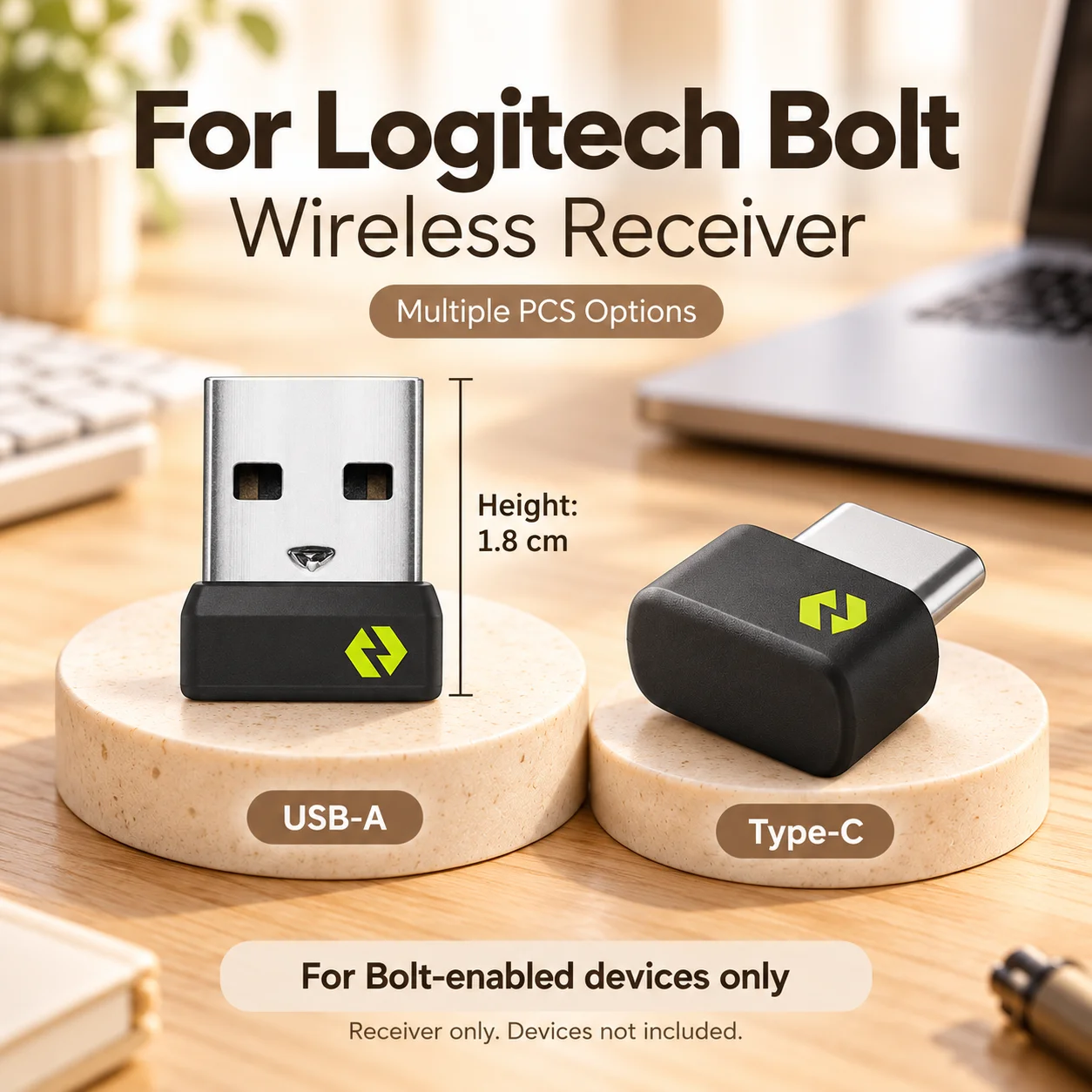 USB Receiver For Logitech Bolt Adapter - Multi Device Receiver For MX Keys Mini, POP Keys Keyboard / Mouse, K860, M650