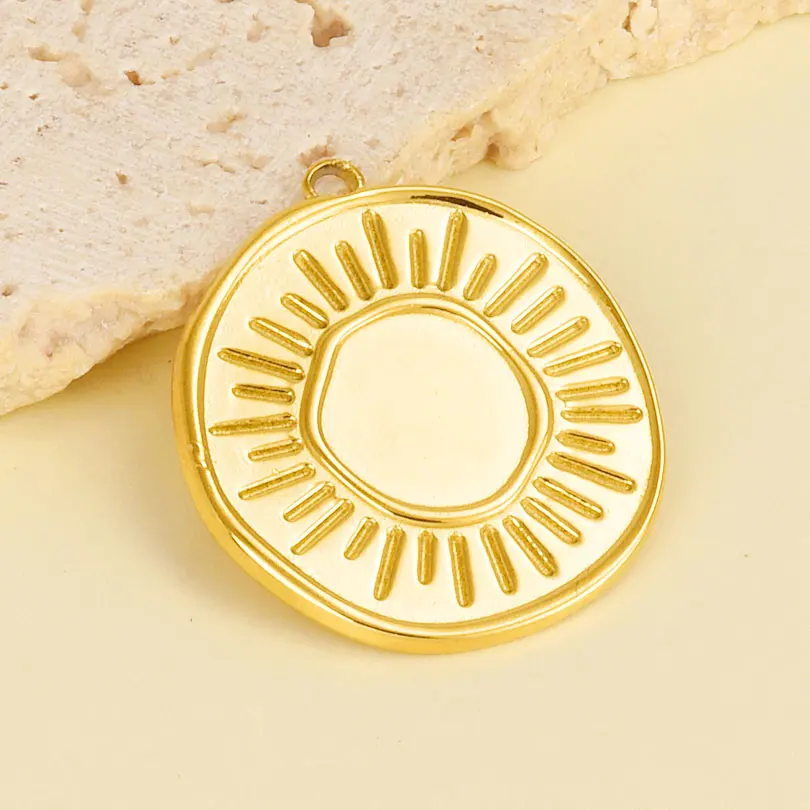 Real Gold Plated Metal 5pcs Sun Moon Star Stainless Steel Charms For Jewelry Making Earrings Keychain Necklace Vintage Pendants