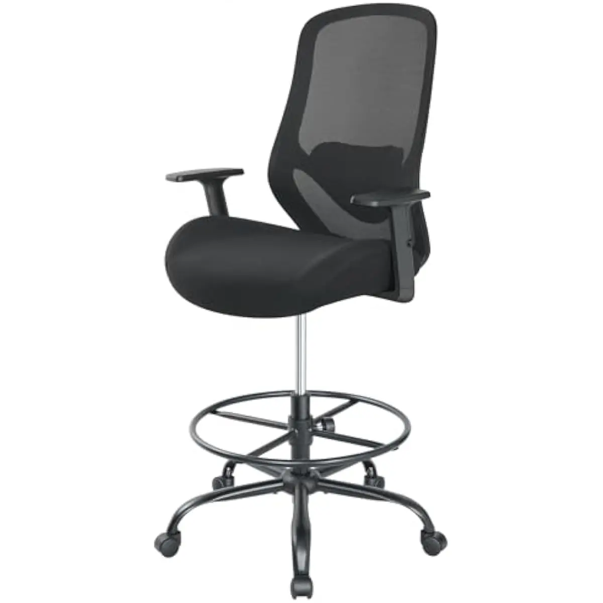 Ergonomic Tall Drafting Chair with Memory Foam Seat Mesh Back Adjustable Height Footrest Ring for Standing Desks Drawing Studios