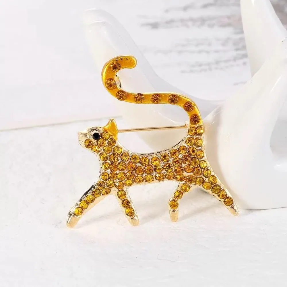 Novelty Elegant Beautiful Hundred Luxury Rhinestone Cat Design Ladies Brooch，WeddingHolidaySuitCoatJewelryDressAccessories Pins