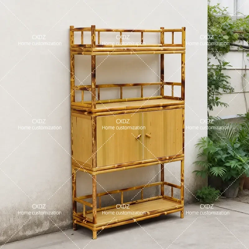 Bamboo Bookshelf Multi Layer Display Shelf Storage Cabinet Household Grid Rack Organizer Furniture