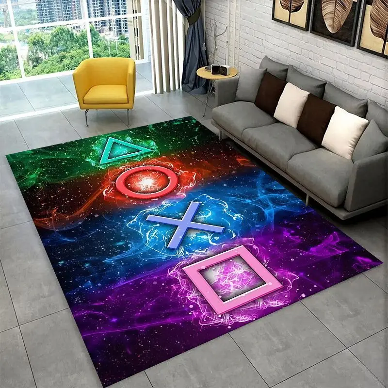 Retro Game Zone logo Controller Non-Slip Area Rug for Living Room,Bedroom,Playroom,Soft Carpet Floor Mat Home Decor Rug  Room
