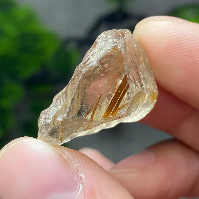 Natural Brazil Gold Rutilated Quartz Crystal Hair Mineral Specimen Collection Raw Healing Stones