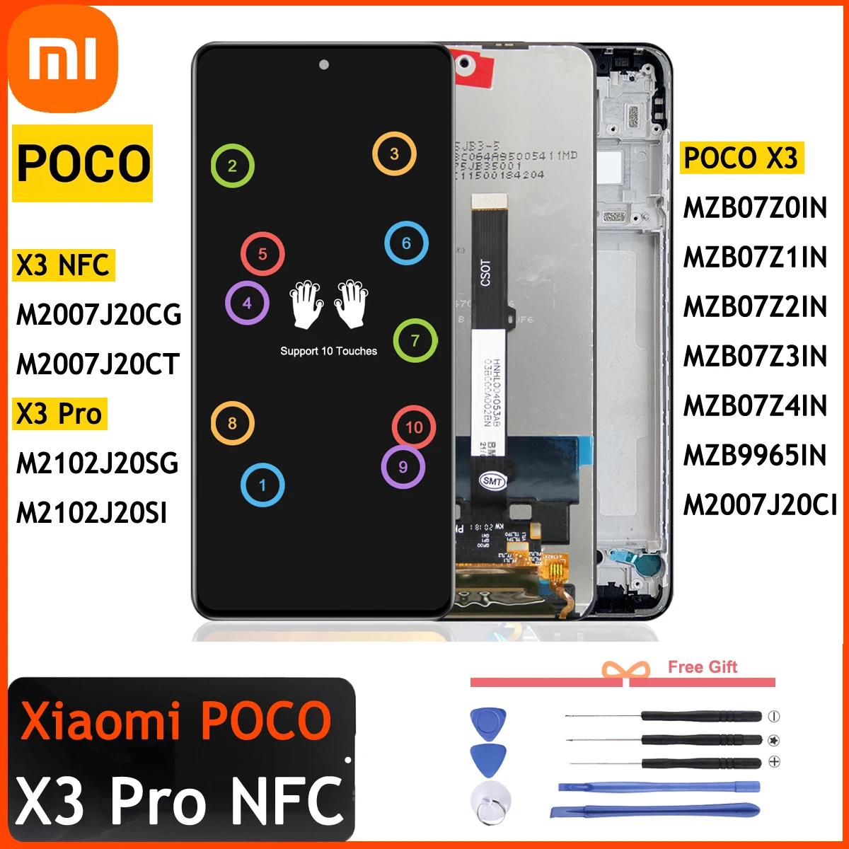 100% Original For Xiaomi POCO X3 Display LCD Touch Screen Digitizer sFor POCO X3 Pro NFC LCD Replacement Parts M2007J20CG