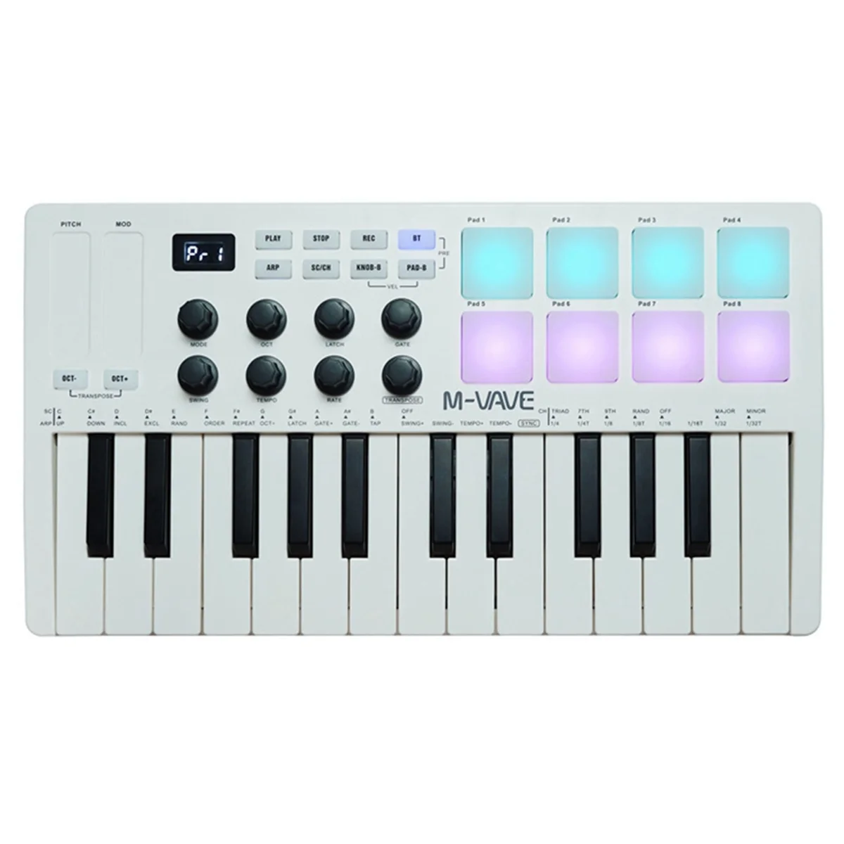 M-VAVE 25-Key MIDI Keyboard Controller Intelligent Portable Composition Drum Pad Electronic Music Flute Controller Suitable