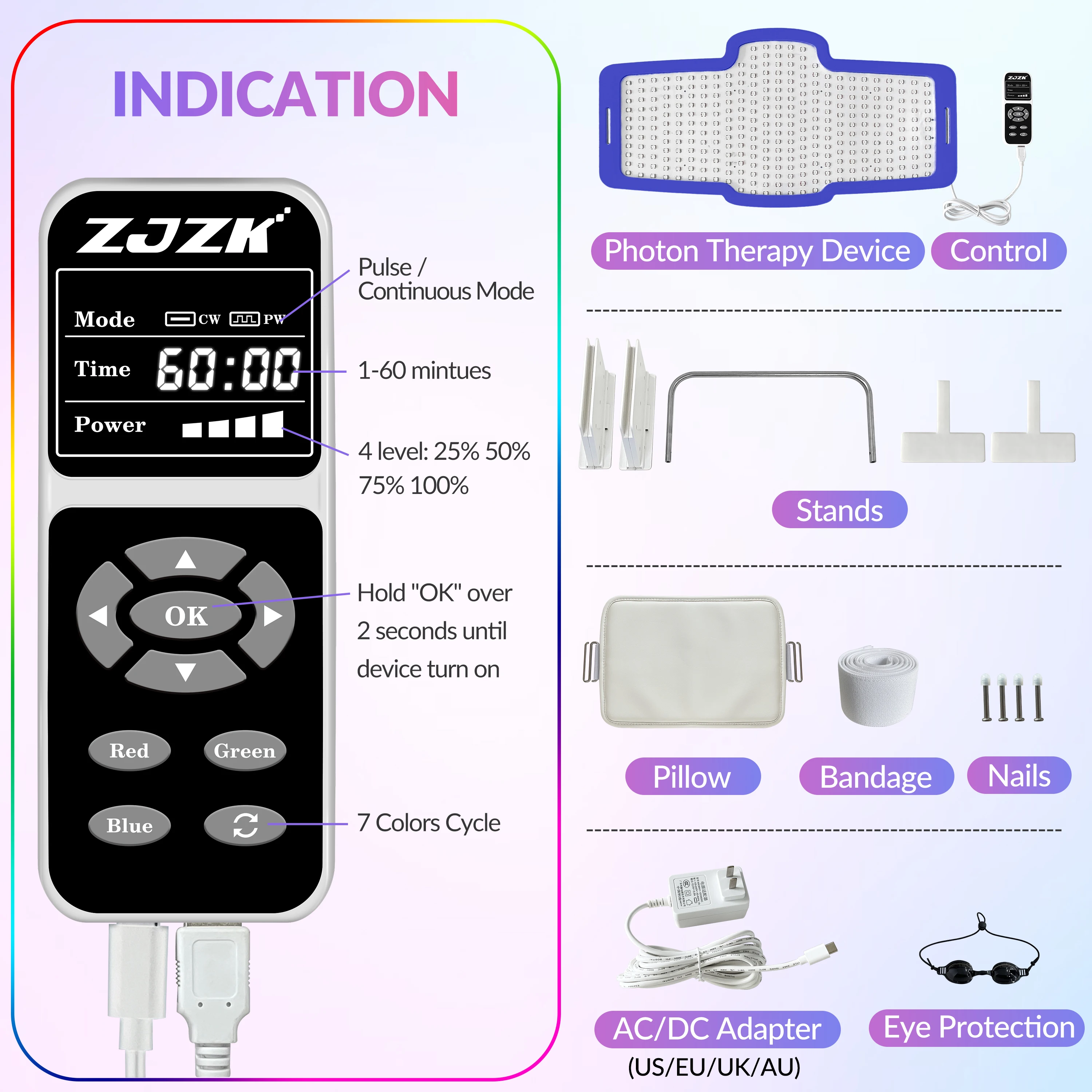 ZJZK 990 Chips Led Mask Beauty Instrument Face Therapy 660nm 850nm 940nm Best Led For Face And Neck Improve Blackheads Acne