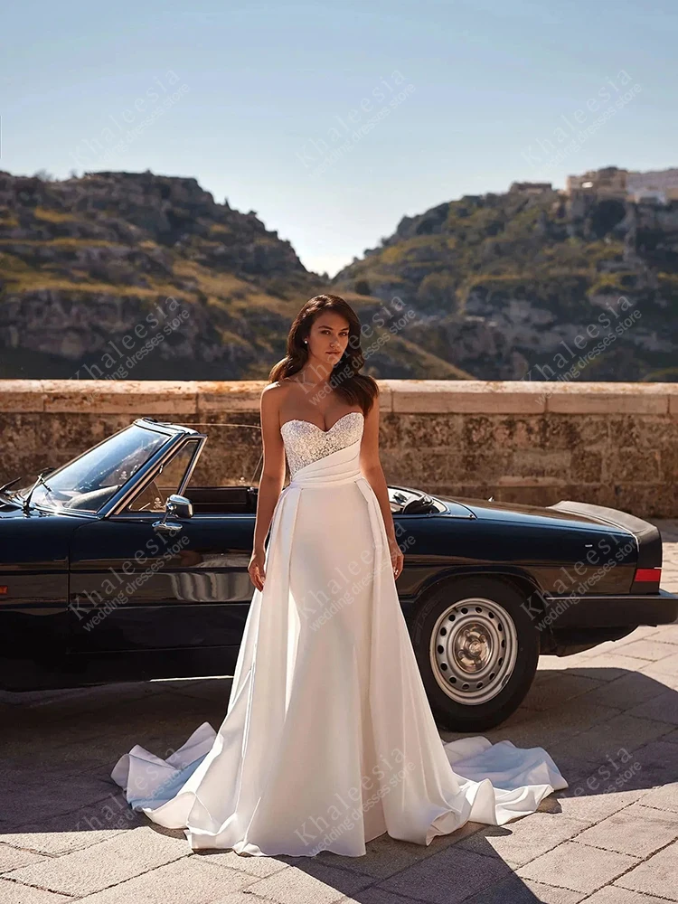 ชุดแต่งงานที่งดงามโมเดิร์นชุดเจ้าสาวประดับด้วยลูกปัดAppliquesเซ็กซี่RobesสวยVestidos De Noviaที่กําหนดเอง 2025