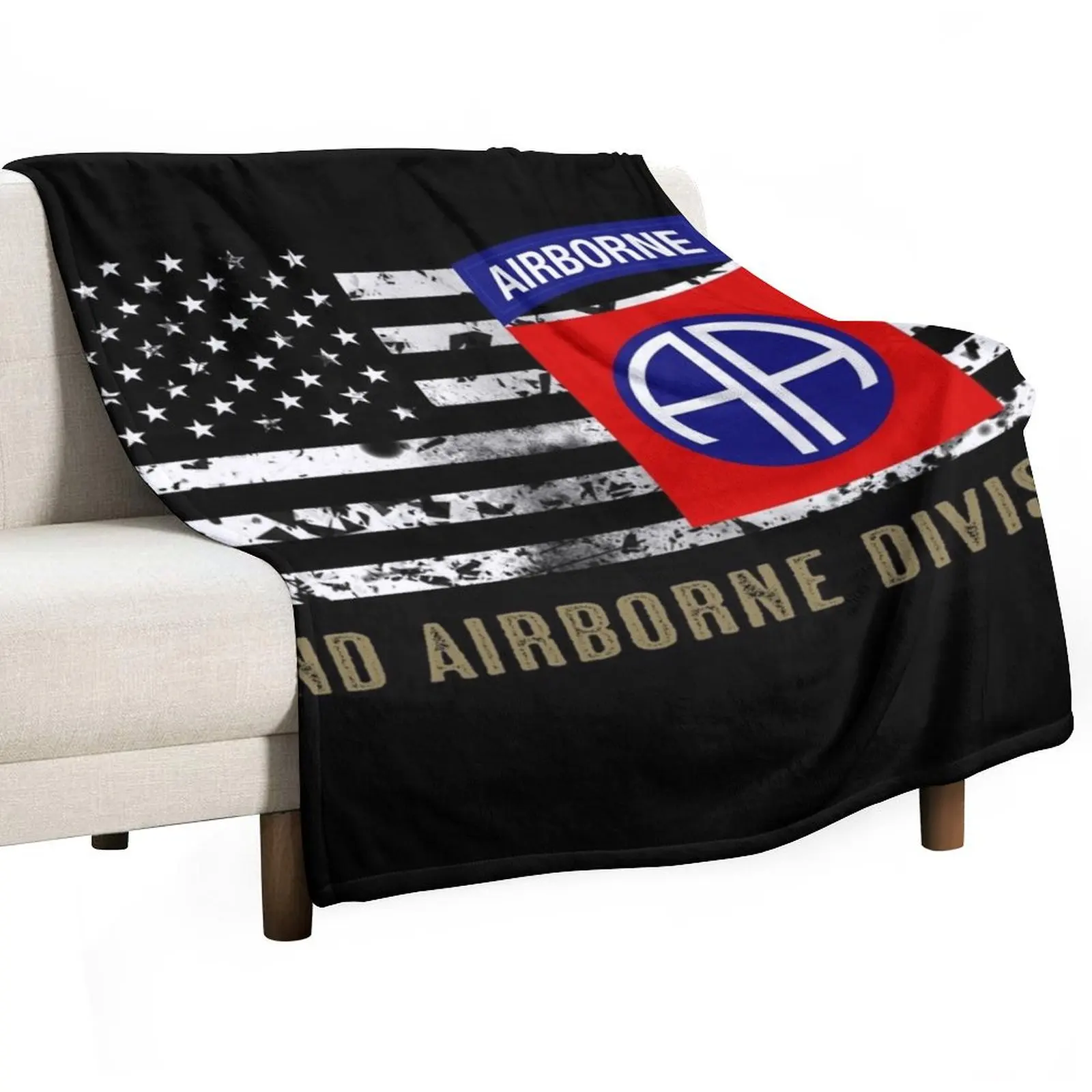 

82nd Airborne Division (Distressed Flag) Throw Blanket Soft Cozy Blanket for Pet Kids Adults
