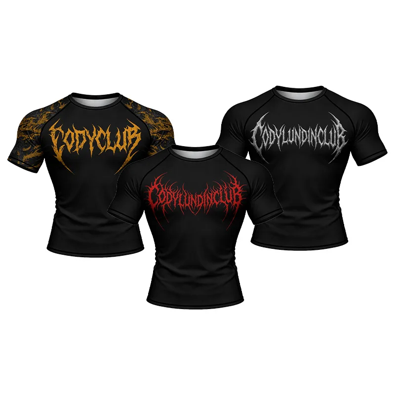 MMA Jiujitsu Fight T-shirt fighting Men's Boxing kickboxing Jerseys Rashguard MMA Short Shirts Muay Thai sanda Compression Tops