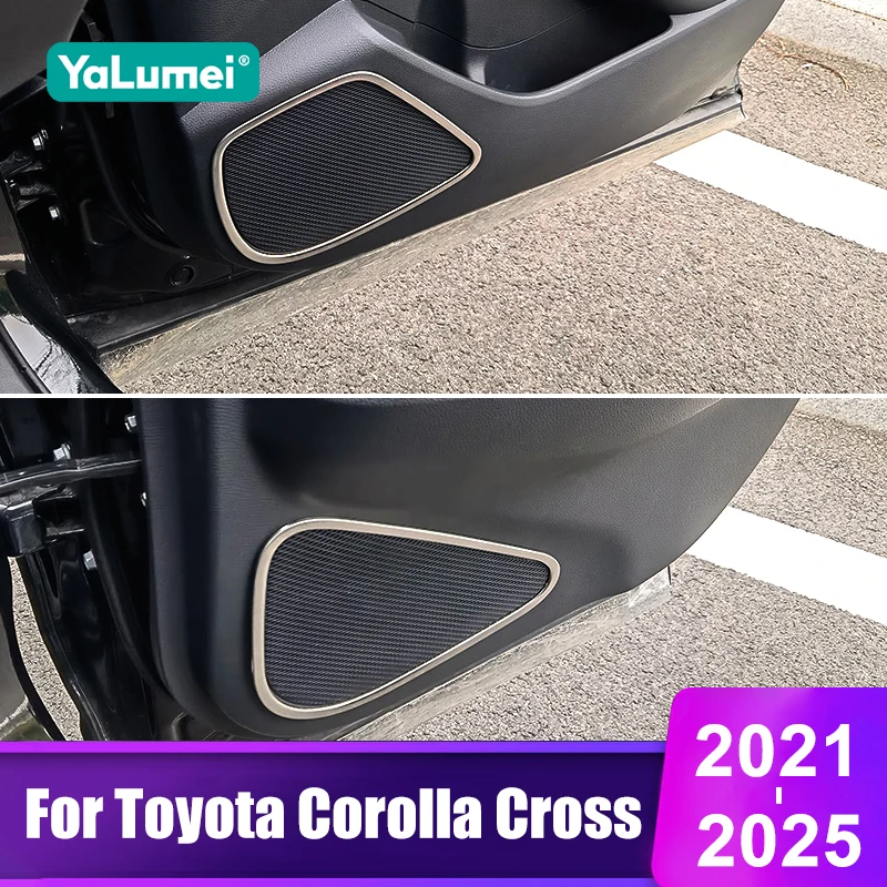 

For Toyota Corolla Cross XG10 2021 2022 2023 2024 2025 Car Door Audio Speaker Cover Stainless Steel Trim Circle Accessories