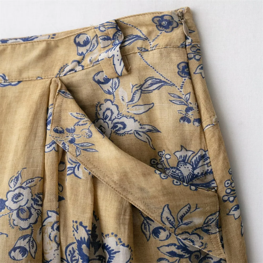 تنورة نسائية خريفية جديدة بسيطة بطبعة زهور رامي