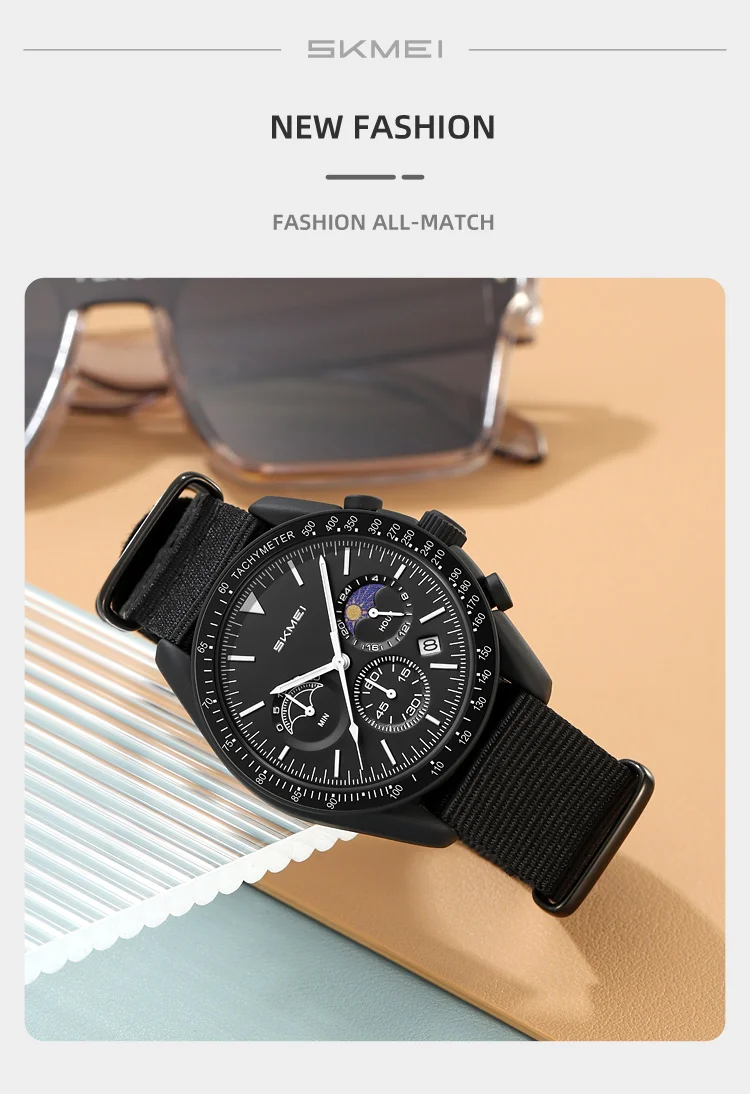 SKMEI 9392 Quarz Chronograph Uhren für Männer und Frauen mit Datum 30M Wasserdicht Sportuhr Modische Nylon-Armbanduhr Geschenke Reloj Mujer – Detail 5