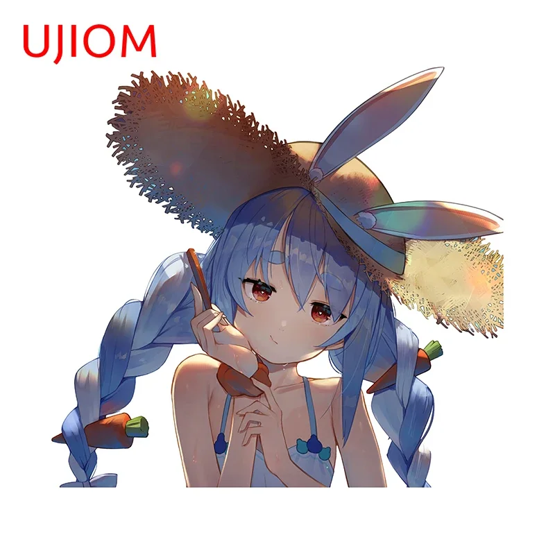 UJIOM Chibi Usada Pekora Wall Sticker Wear A Hat Exquisite Sunscreen Graphics Decal Game Room Computer Case Laptop Wallpapers