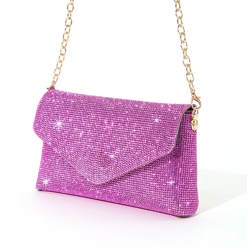 

Sparkling Purse Rhinestone Bride Handbags Chain PU Elegant Gorgeous Exquisite Fashion Embellished Banquet Crossbody Pack