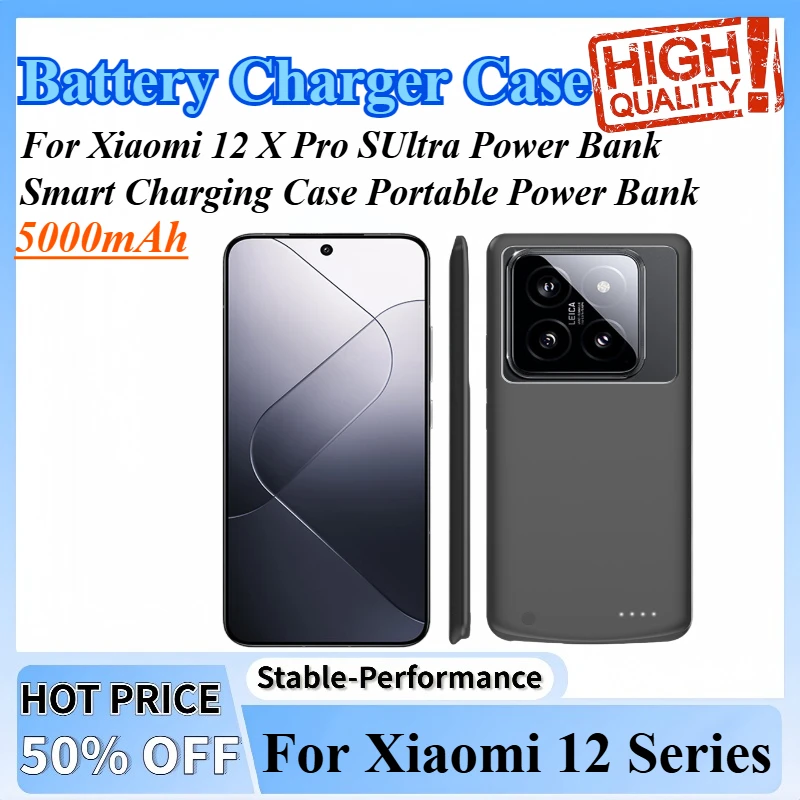 

5000mAh External Battery Charger Case for Xiaomi 12 X Pro SUltra Power Bank Smart Charging Case Portable Power Bank
