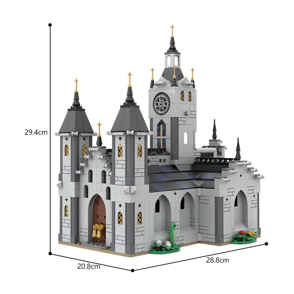 BuildMOC medieval church  Architecture  Building Blocks Imperial Knights Castle Model Bricks DIY Assembled Toy for Kids Gift