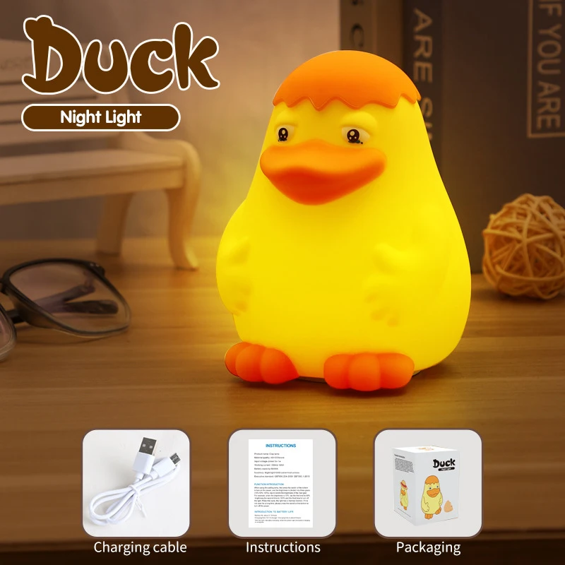 Imagem -05 - Duoudou Pato Luz da Noite Silicone Presente das Crianças Toque Macio Luz Cuidados com os Olhos Temporizador Usb Luz Dormir Quarto dos Desenhos Animados Decoração Peças