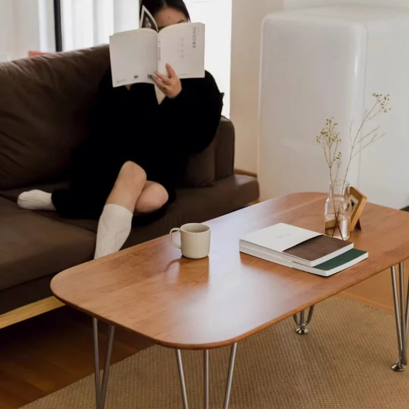 

Nordic living room small apartment coffee table, Japanese iron foot living room simple table