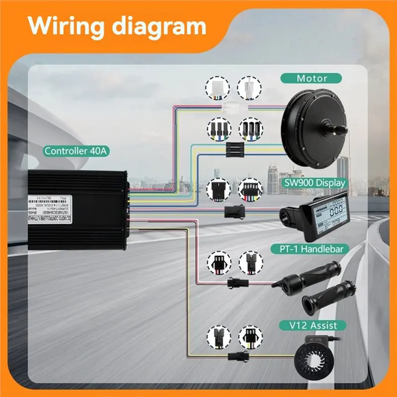 AA90-SW900 Display Color Screen 40A 48V-72V Sine Wave Electric Bike Three Mode Controller E-Bicycle Accessories