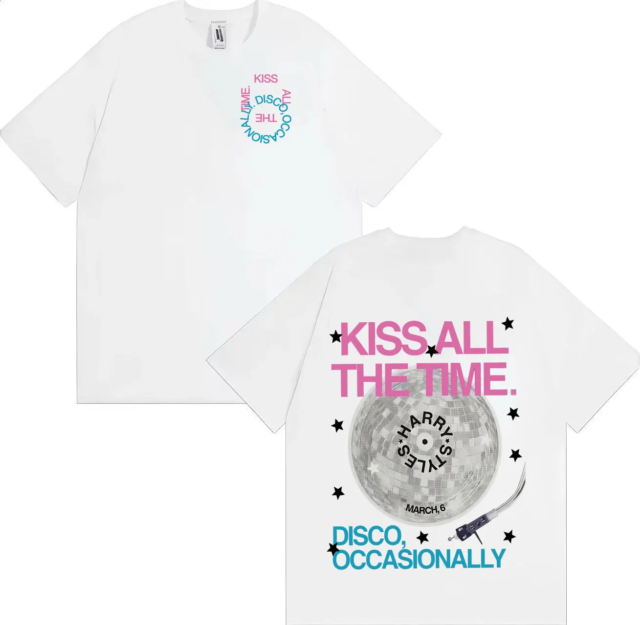 2026 Harry Styles Graphics Kiss All The Time. Disco Occasionally Fashion T Shirts Retro Loose Short Sleeve Tshirt Streetwear