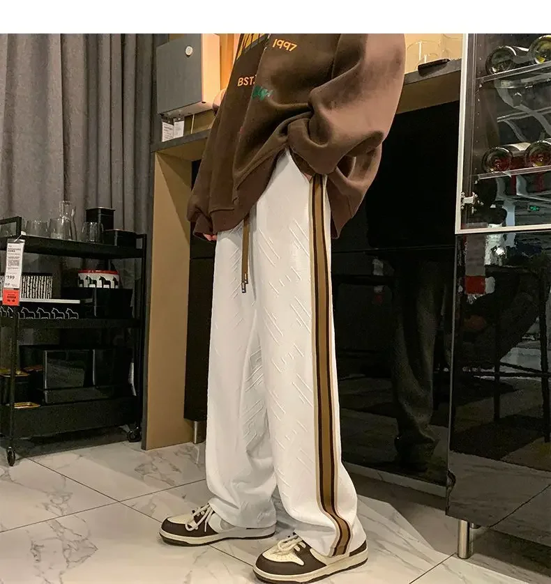 

Корейские повседневные мужские брюки в стиле хип-хоп, свободные широкие брюки с эластичной резинкой на талии, уличная одежда, модные мужские брюки, Harajuku, бегуны, мужская одежда Y2k