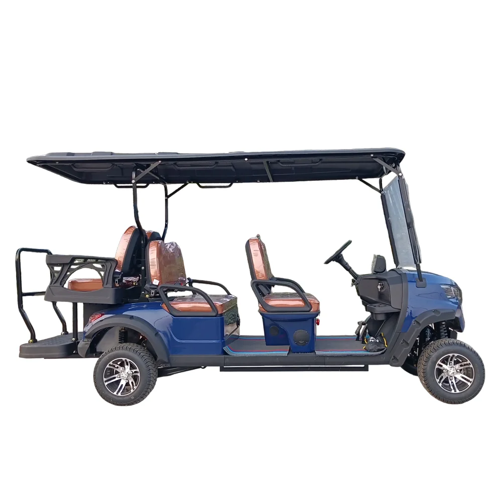 48/72V New Style MD 4+2 Seat Golf Car Sightseeing Bus Club Cart Adult Electric Golf Buggy Hunting 60V 4000W Golf Cart 6 Seats