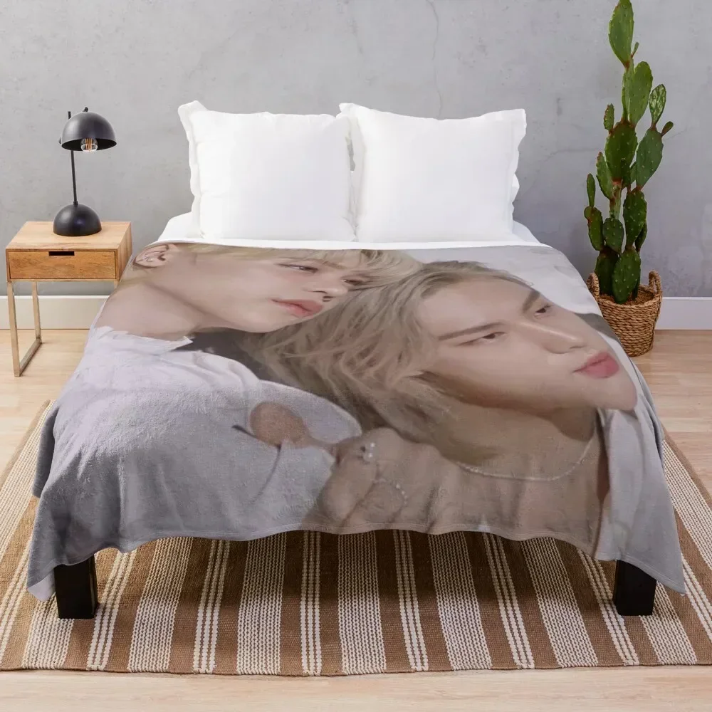 Hyunjin and Felix Throw Blanket Summer Bed Fashionable Blankets