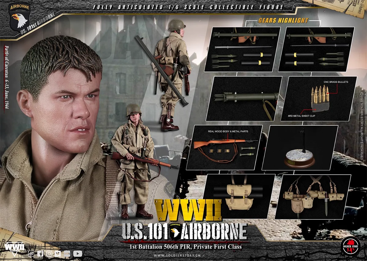 

SS-126 Soldier Story 1/6 World War II United States 101st Airborne Division 1st Battalion Private Action Figure