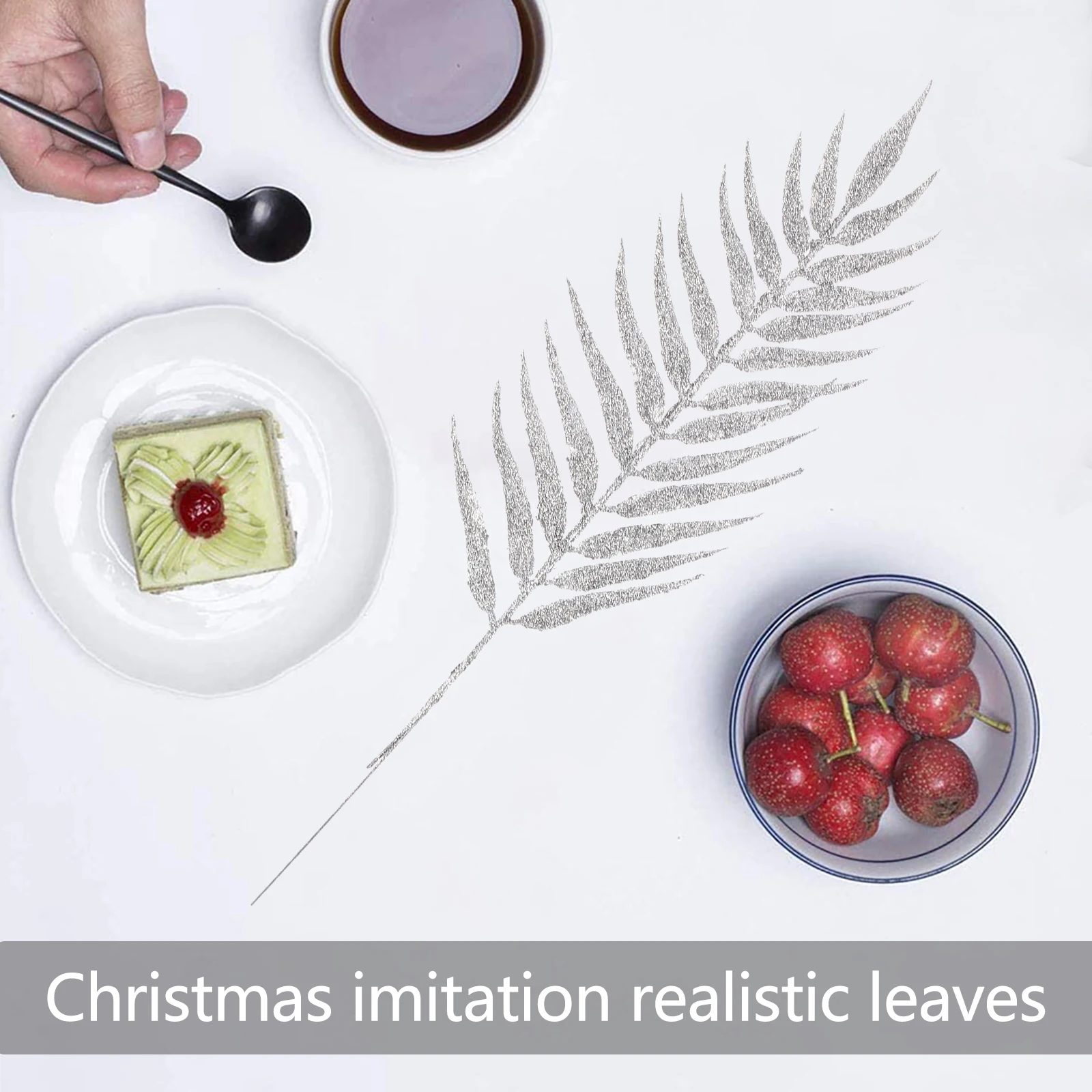 

5Pcs Christmas Leaves Ornaments Artificial Flannel Glitter Tree Leaves Decor Home Party Decoration Xmas Tree